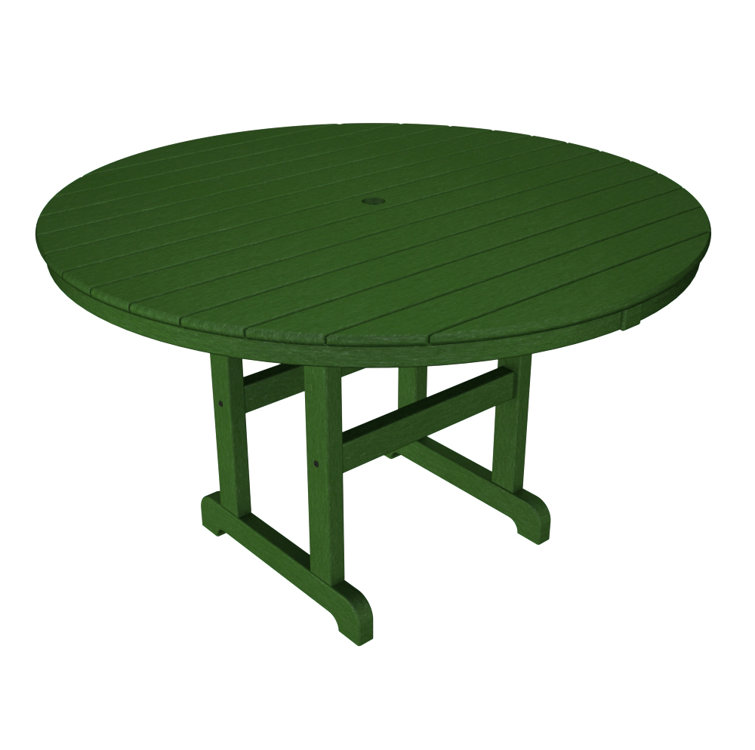 Green POLYWOOD 48" Round Farmhouse Outdoor Dining Table