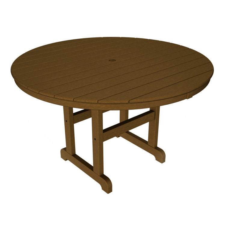 36" Round Dark Teak Farmhouse Dining Table