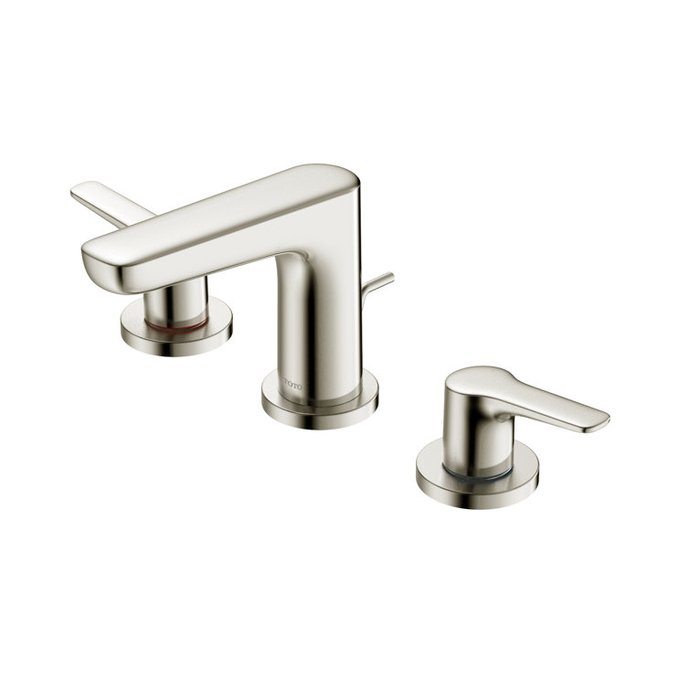 Polished Nickel Widespread Brass Bathroom Faucet with Drain Assembly