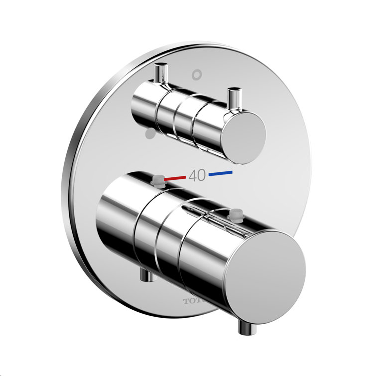 Polished Chrome Round Thermostatic Mixing Valve with Volume Control