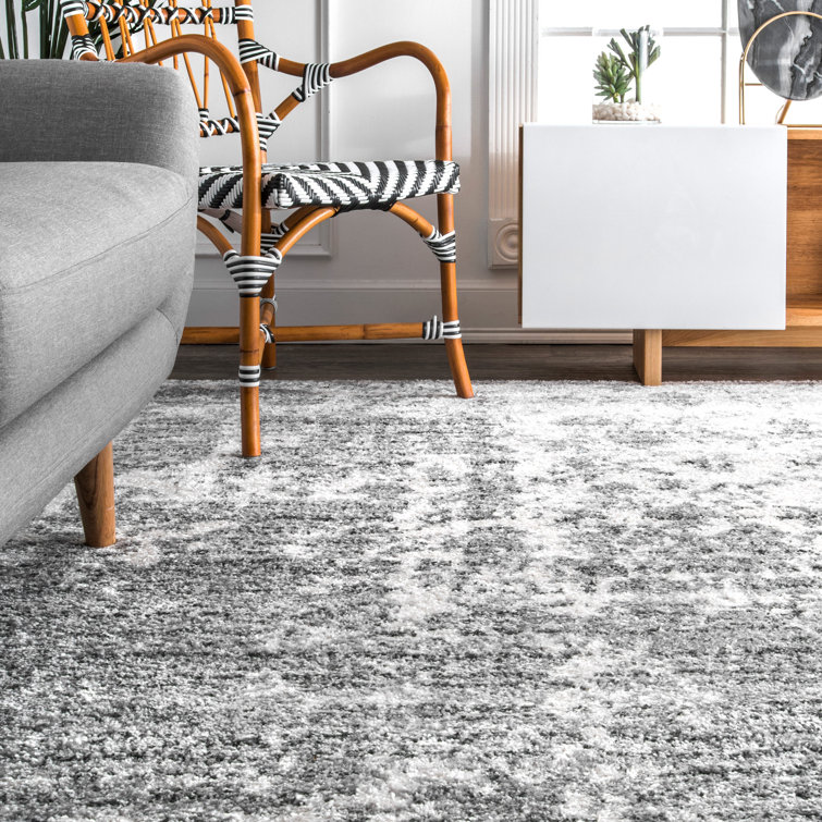 Elysian Clouds Abstract Gray Synthetic 5' x 8' Area Rug