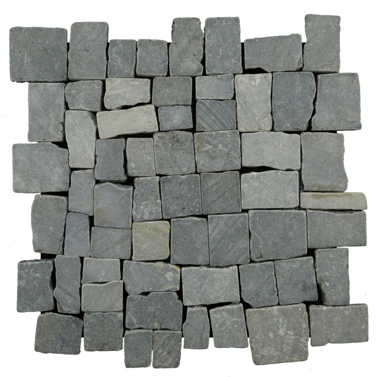 11" x 11" Gray Tumbled Marble Mosaic Tile