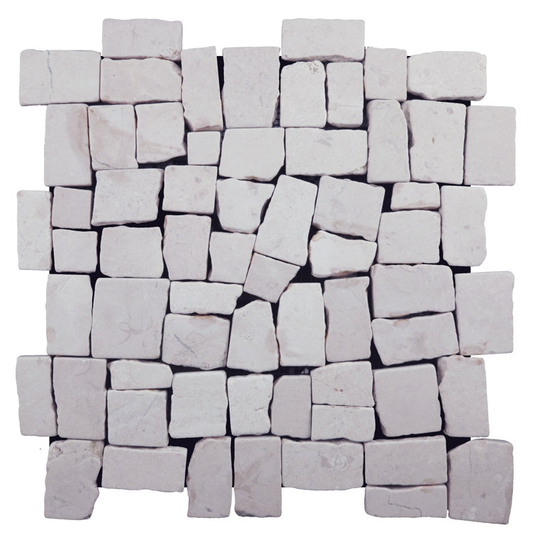 11" x 11" White Marble Pebble Mosaic Tile