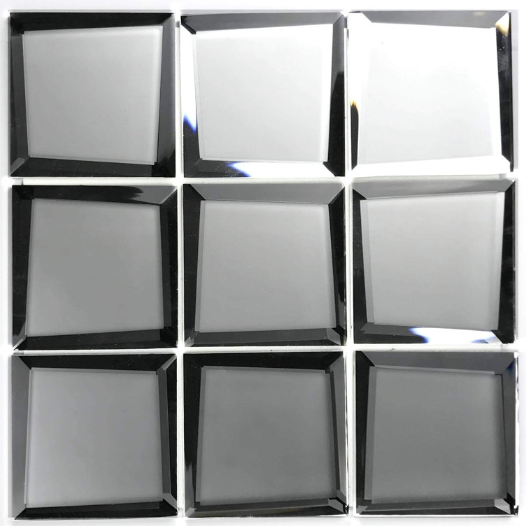 Silver Frosted Matte Beveled Glass Mosaic Tile