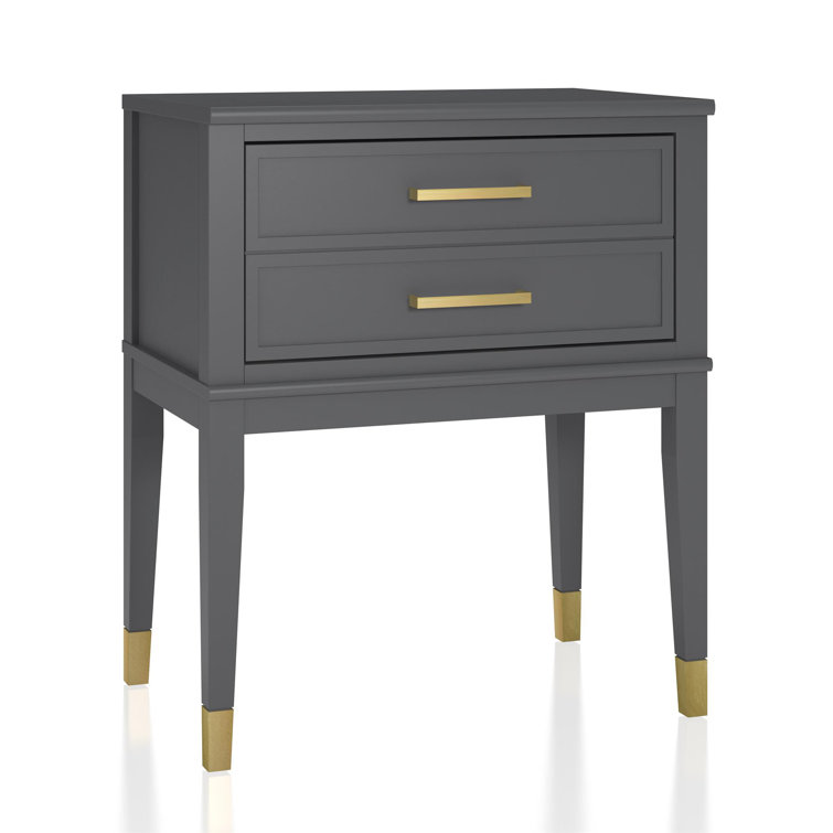 Cosmopolitan Westerleigh Graphite Gray Square End Table with Gold Accents
