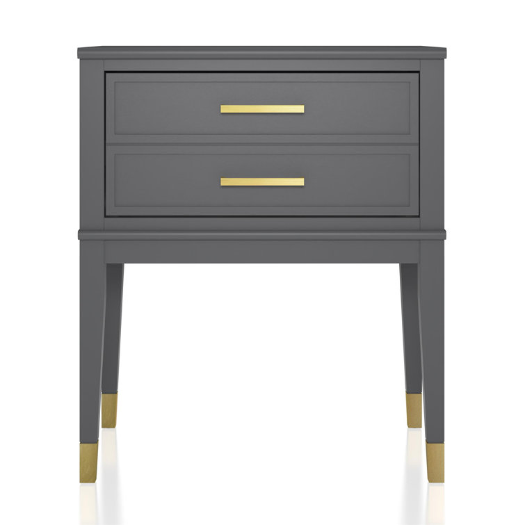 Cosmopolitan Westerleigh Graphite Gray Square End Table with Gold Accents