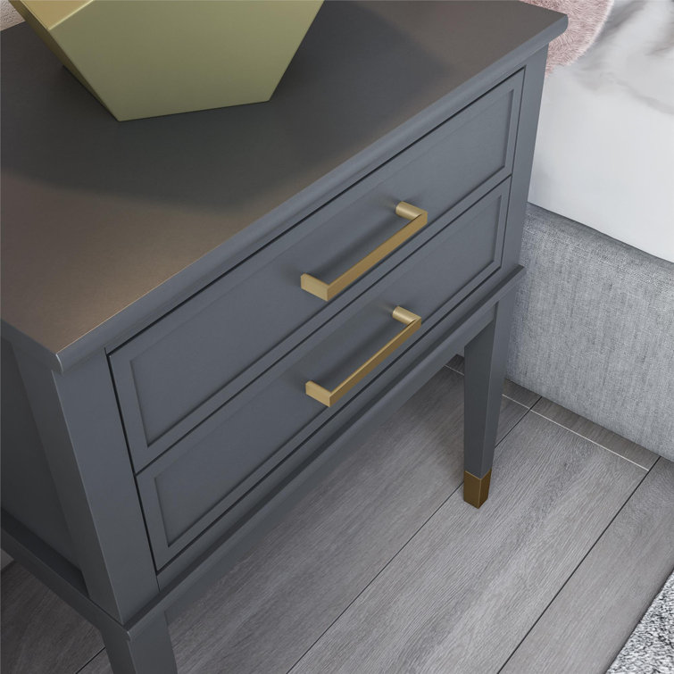 Cosmopolitan Westerleigh Graphite Gray Square End Table with Gold Accents