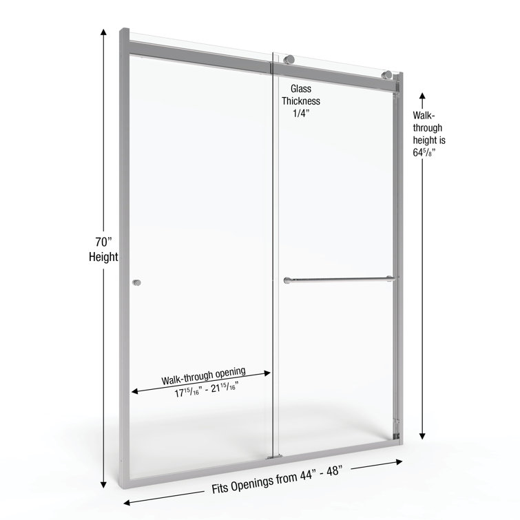 Rotolo Brushed Nickel 48" x 76" Semi-Frameless Sliding Shower Door