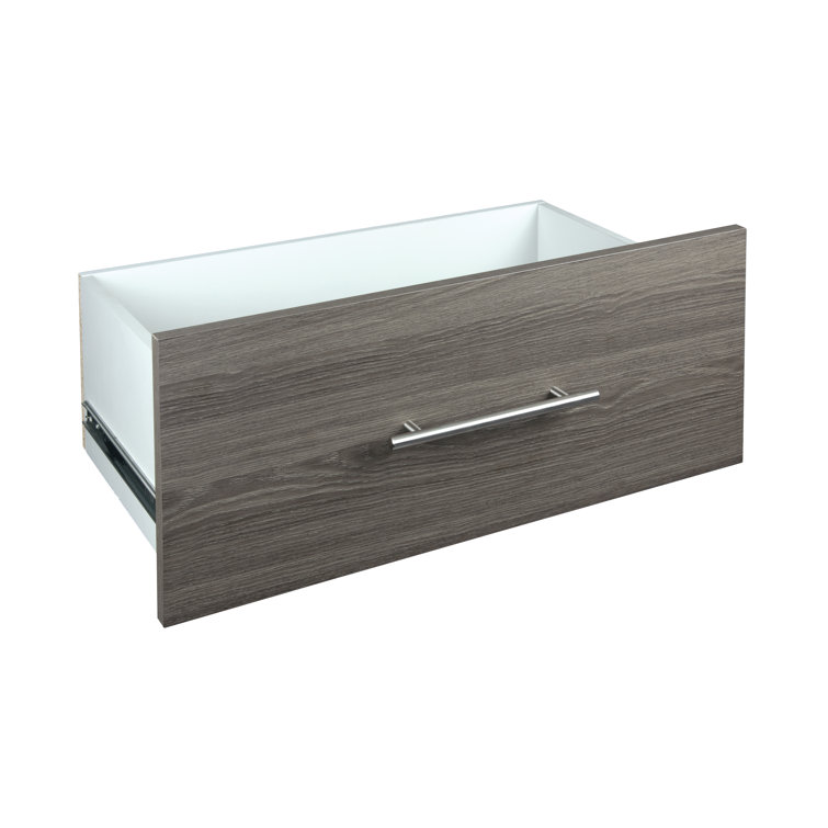 Graphite Gray Wood Closet System with Drawers and Shelves