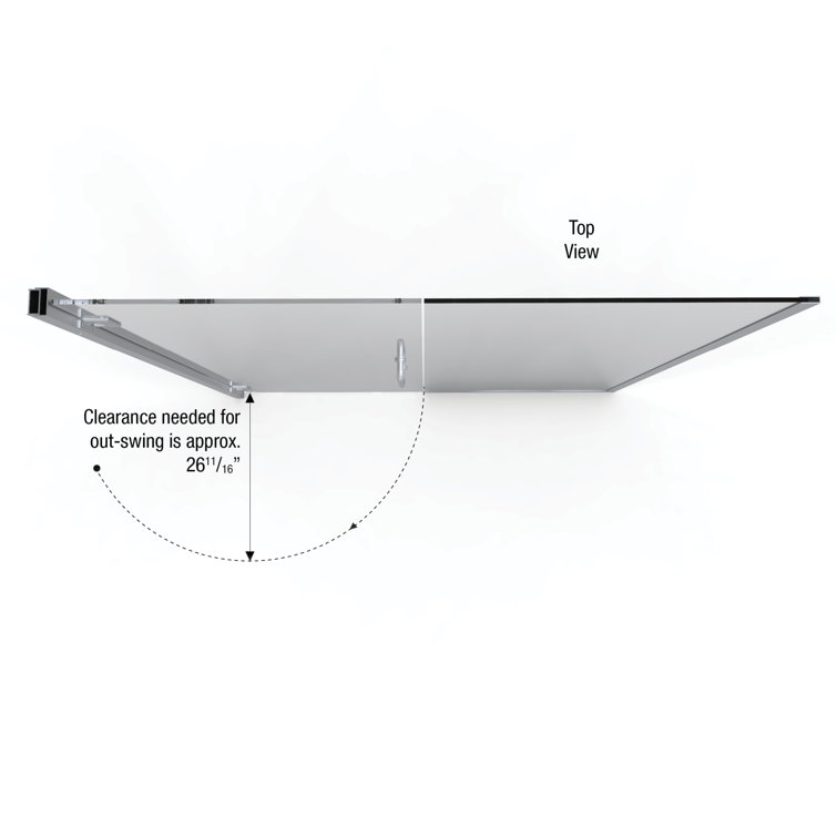 Coppia 48" Wide Clear Glass Frameless Hinged Shower Door