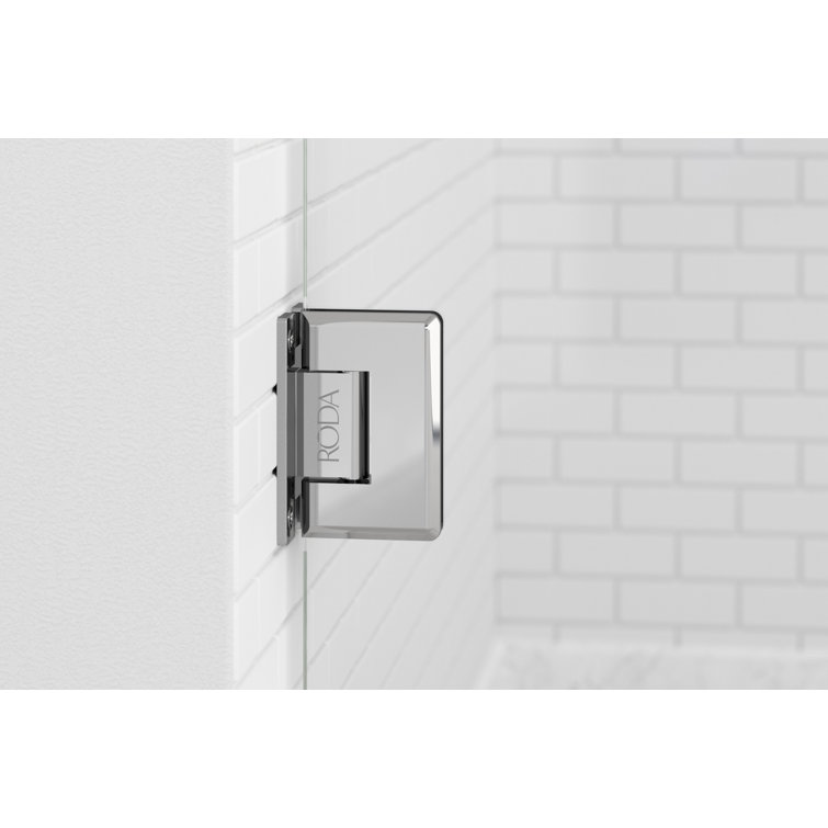 Coppia 48'' Chrome Frameless Hinged Shower Door with Clear Glass