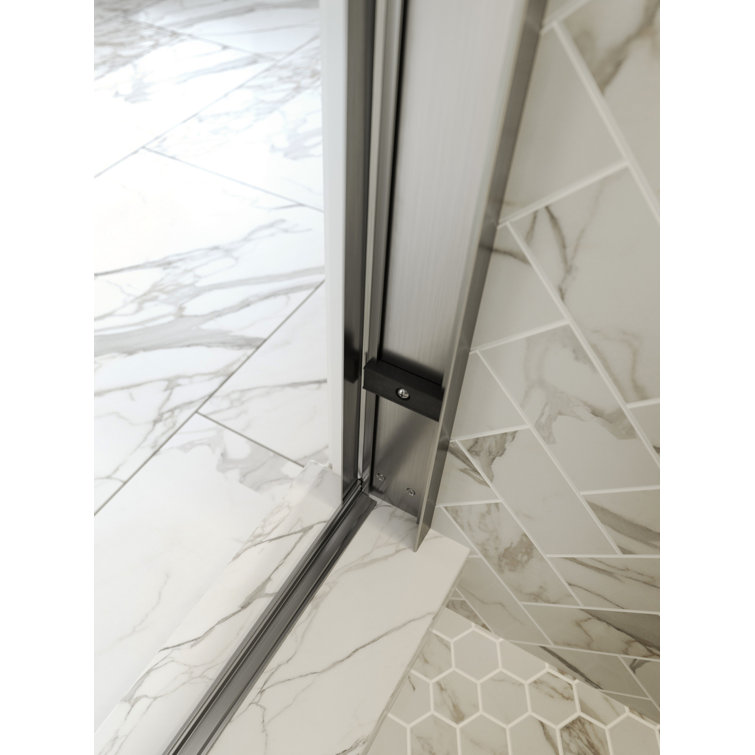 Rotolo 60" Brushed Nickel Semi-Frameless Shower Door with Clear Glass