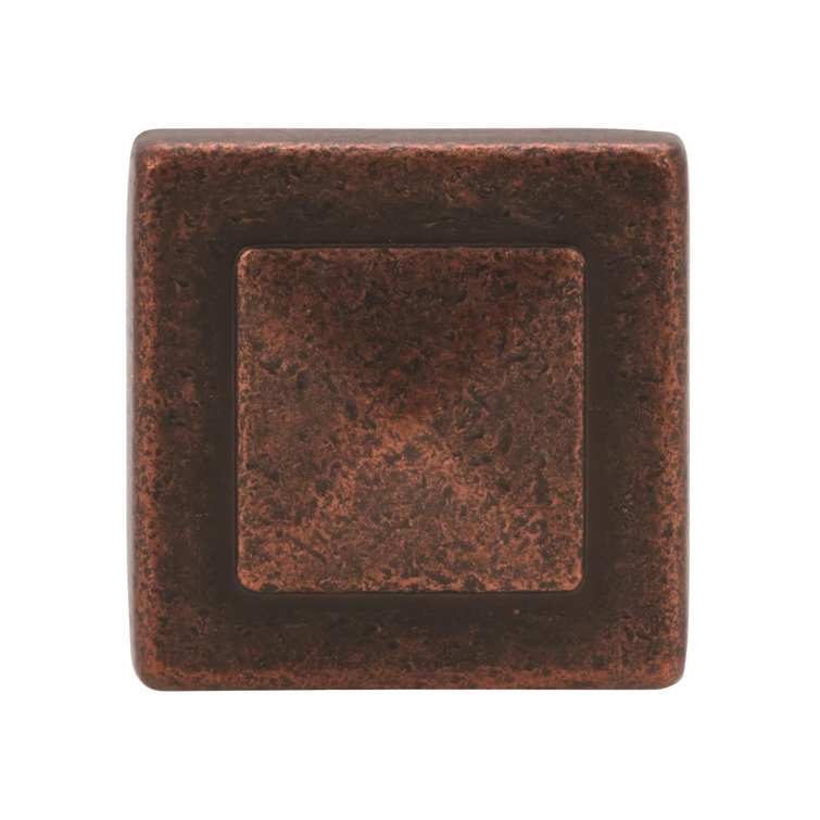 Rustic Bronze Square Cabinet Knob with Mounting Hardware