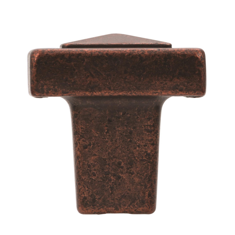 Rustic Bronze Square Cabinet Knob with Mounting Hardware