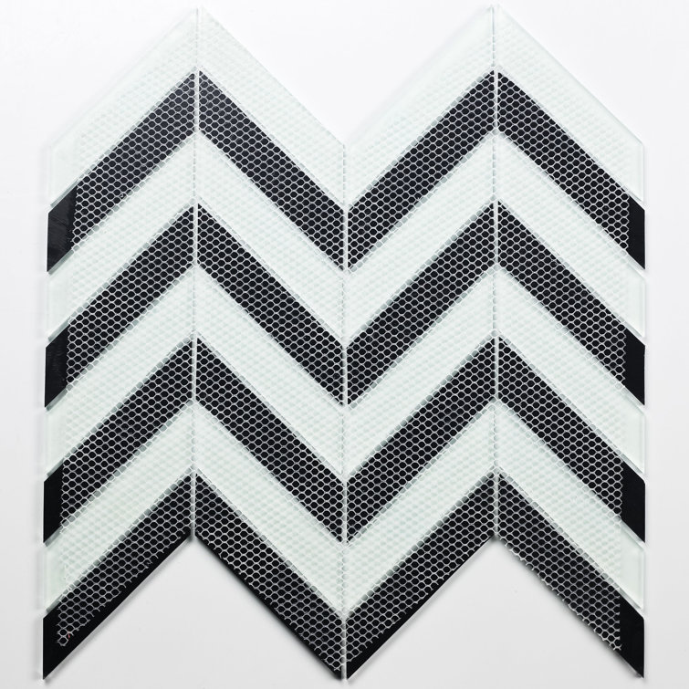 Bianco Carrara White Glass Herringbone Mosaic Tile