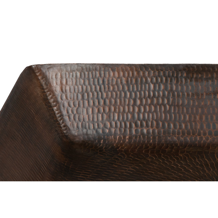 20" Hand Hammered Copper Rectangular Vessel Sink