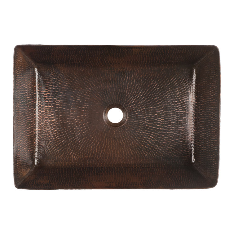 20" Hand Hammered Copper Rectangular Vessel Sink