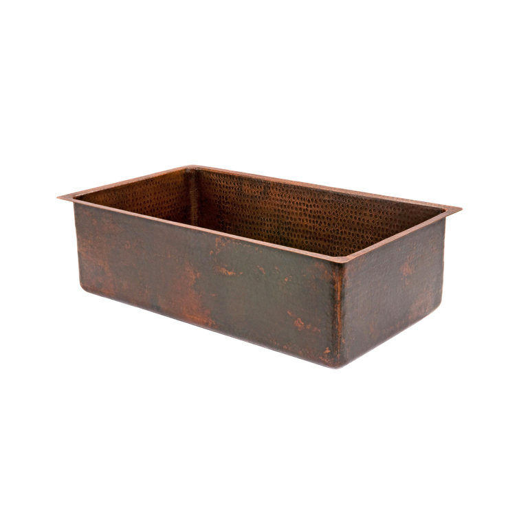 30" Hammered Copper Farmhouse Drop-In Kitchen Sink