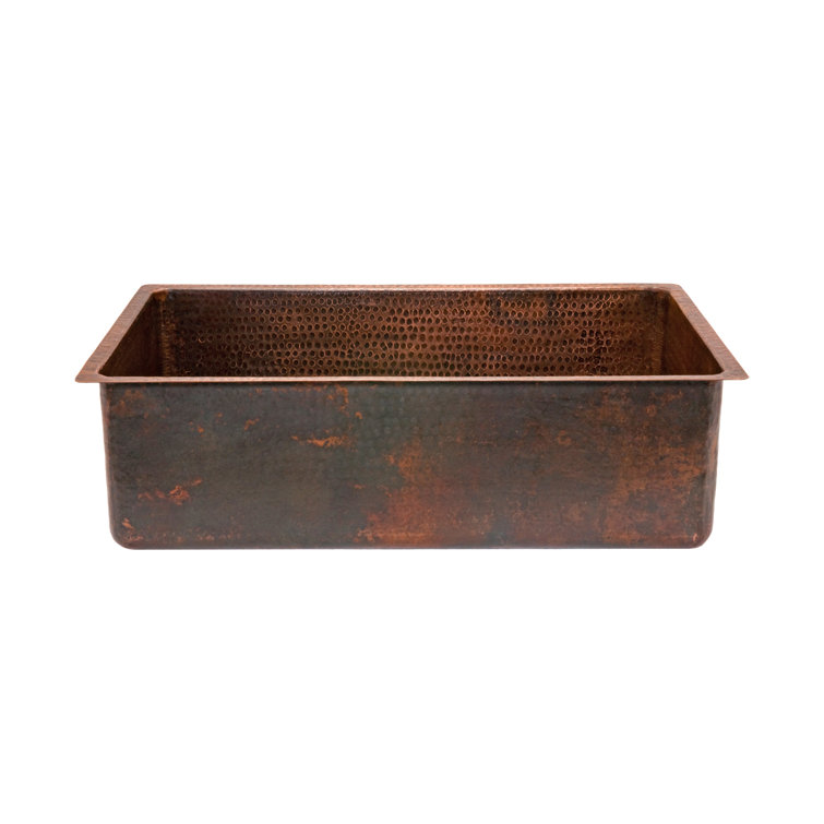 30" Hammered Copper Farmhouse Drop-In Kitchen Sink
