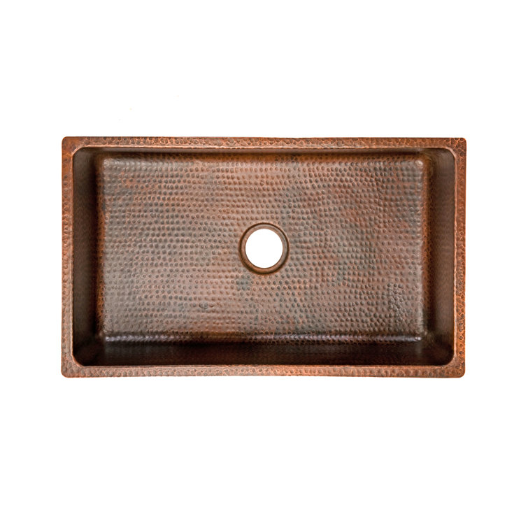 30" Hammered Copper Farmhouse Drop-In Kitchen Sink