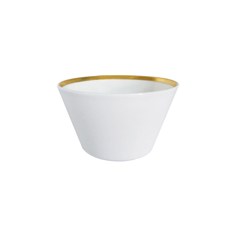 White Ceramic Bowl with 24K Gold Rim