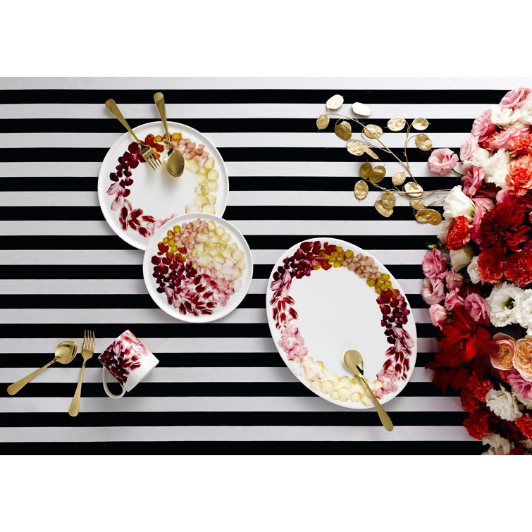 Colorful Petals Oval Ceramic Serving Platter