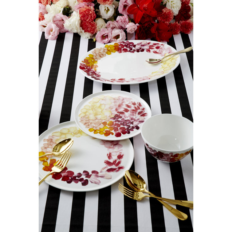 Colorful Petals Oval Ceramic Serving Platter
