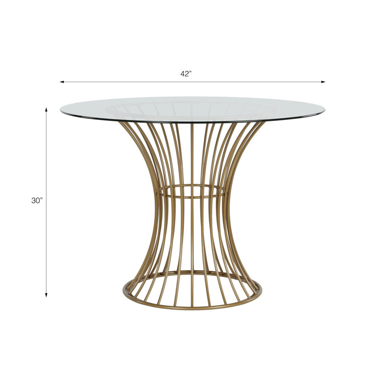 Westwood 33'' Brass Hourglass Base Round Glass Dining Table