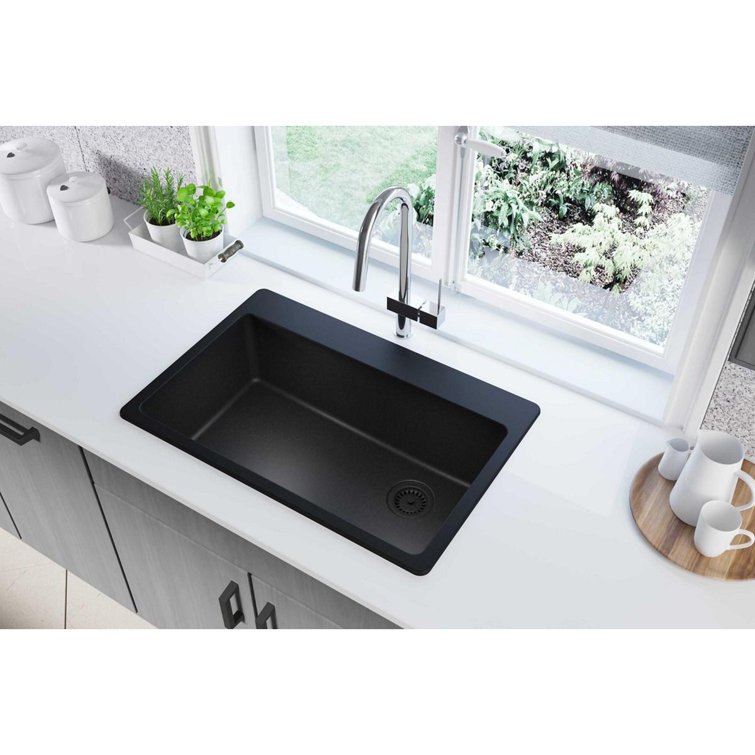 Elkay Black Quartz Classic 33" Single Bowl Drop-In Kitchen Sink