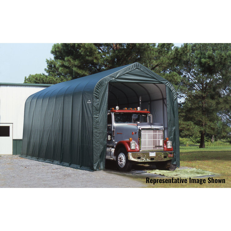 ShelterCoat 11'x16' Peak-Style Portable Green Polyethylene Garage