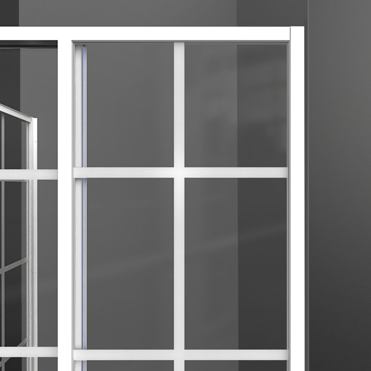 French Corner 34.5" White Framed Sliding Shower Enclosure