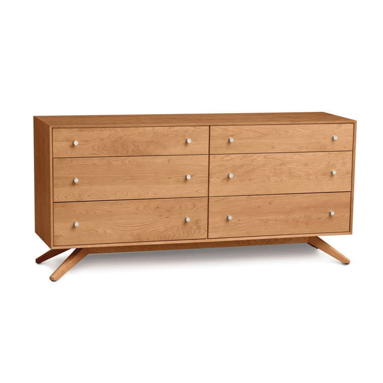 Natural Cherry 66" Solid Wood Double Dresser with Soft Close Drawers