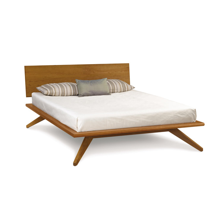 California King Natural Cherry Wood Frame Bed with Headboard