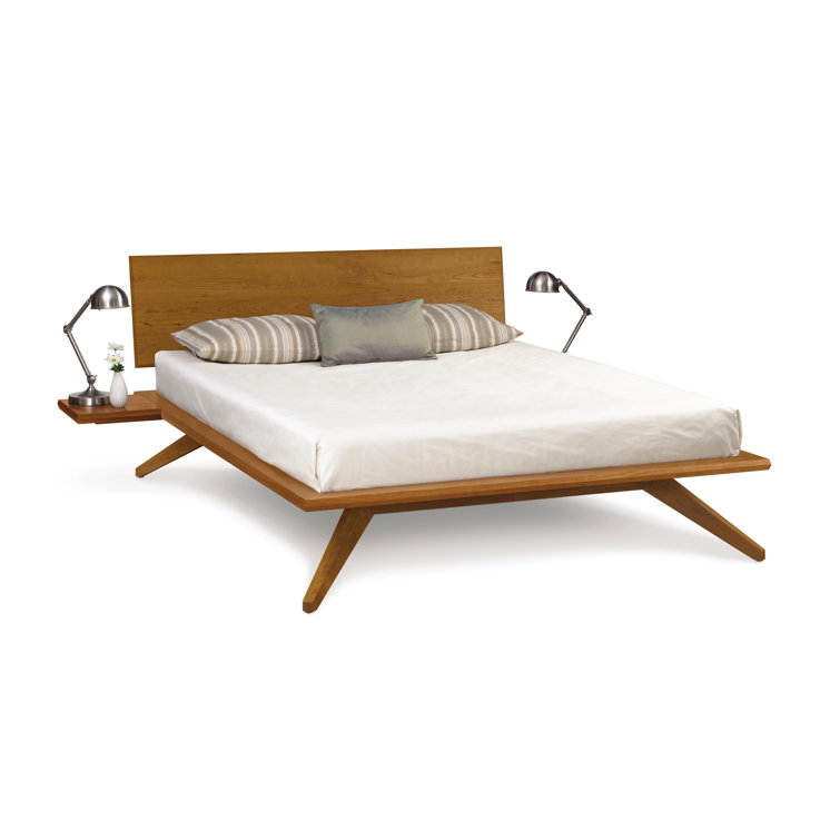 California King Natural Cherry Wood Frame Bed with Headboard