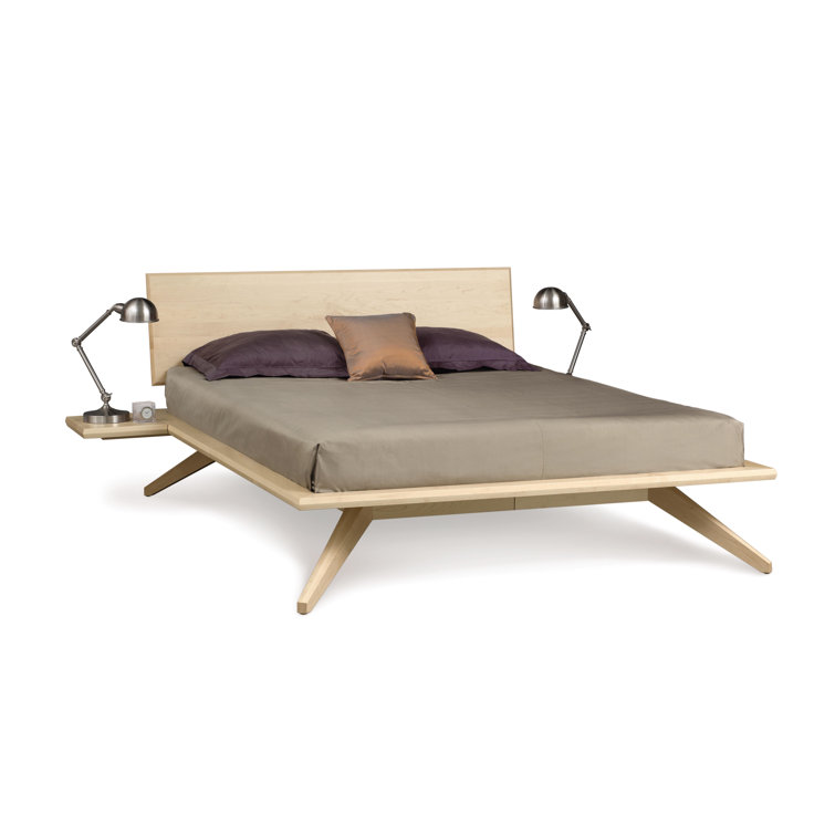 California King Natural Cherry Wood Frame Bed with Headboard