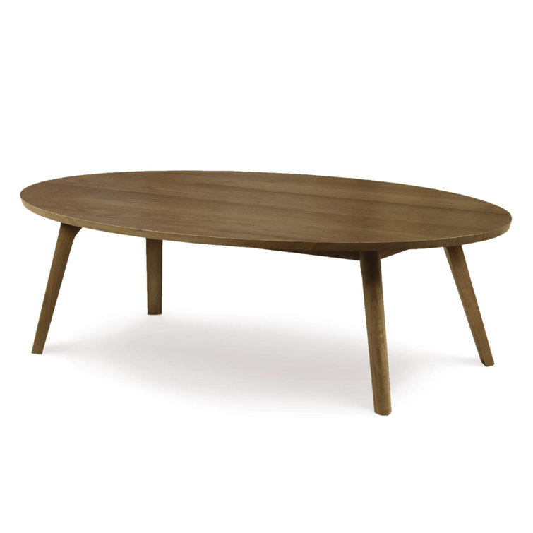 Mid-Century Modern Geometric Oval Coffee Table in Natural Walnut