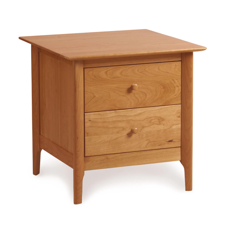 Sarah 24" Smoke Cherry Solid Wood 2-Drawer Nightstand