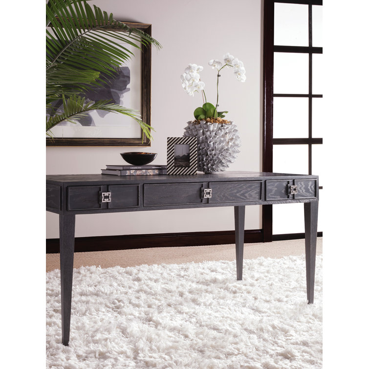 Anthracite Ceruse 60'' Traditional Home Office Desk with Brass Hardware