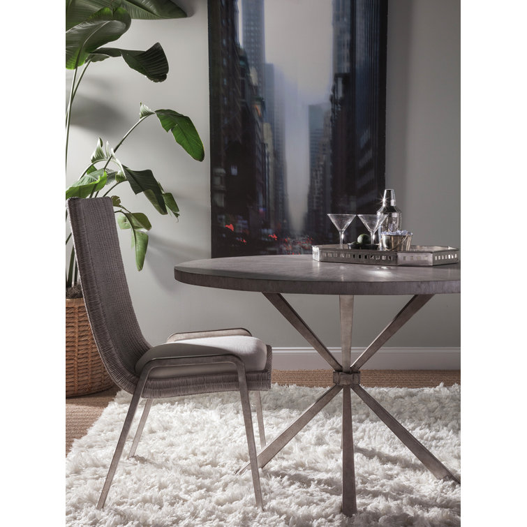 48" Gray Mahogany and Iron Round Dining Table