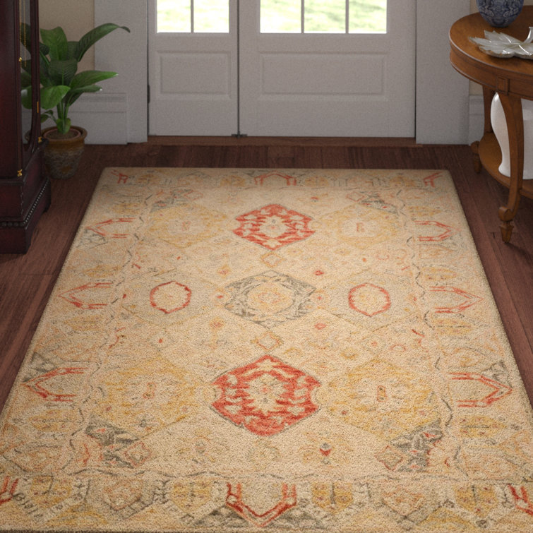 Antiquity Hand Tufted Red Wool Rectangular Area Rug