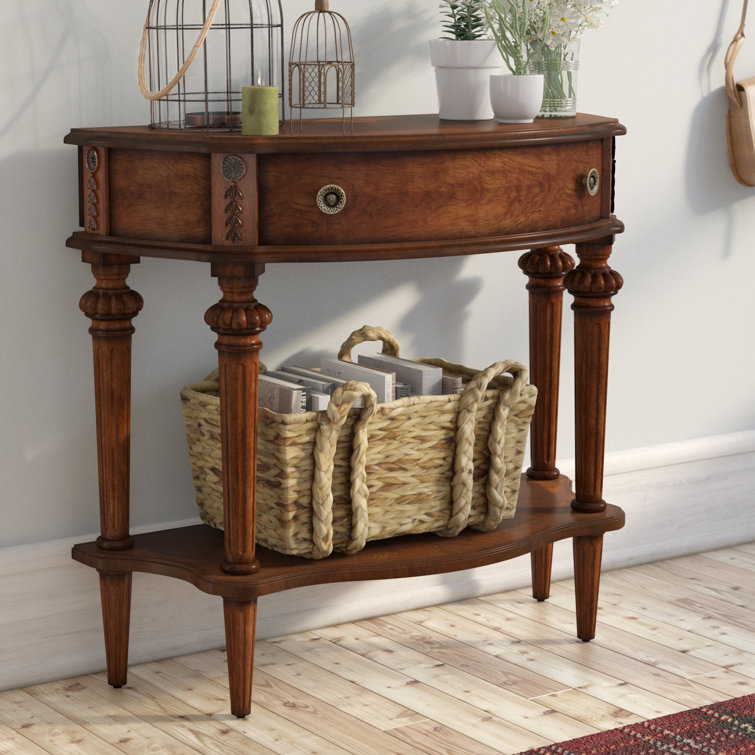 Halifax Driftwood Demilune Console Table with Storage