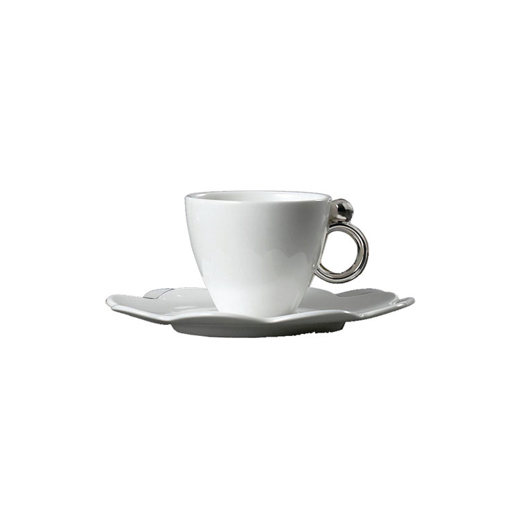 Platinum Rim Bone China Espresso Cup and Saucer Set