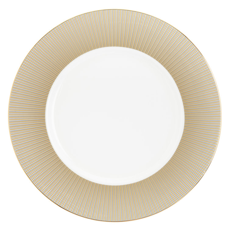 Hand-Painted White and Gold Porcelain Charger Plate