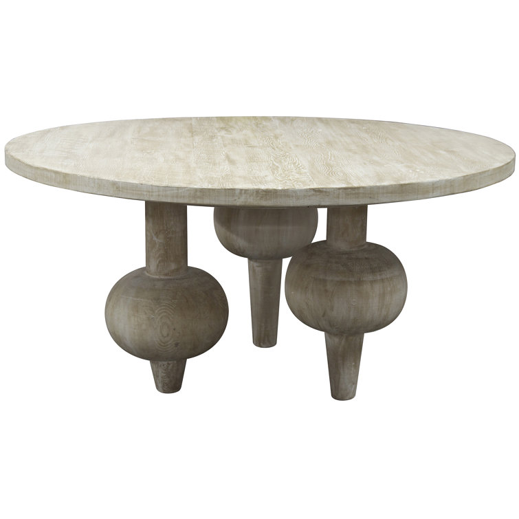 Gray Wash Round Reclaimed Wood Dining Table