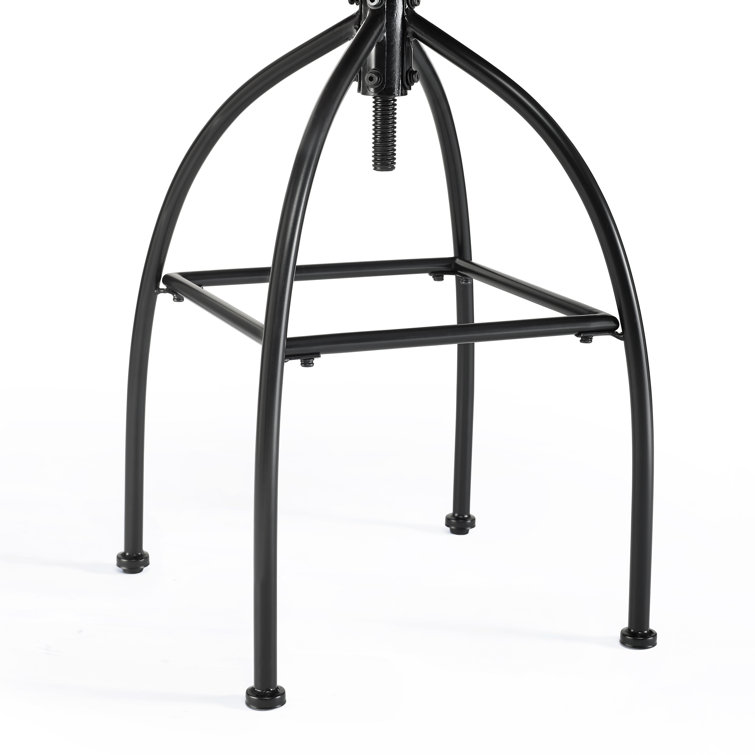 Edison Industrial Black Metal and Medium Wood Swivel Bar Stool