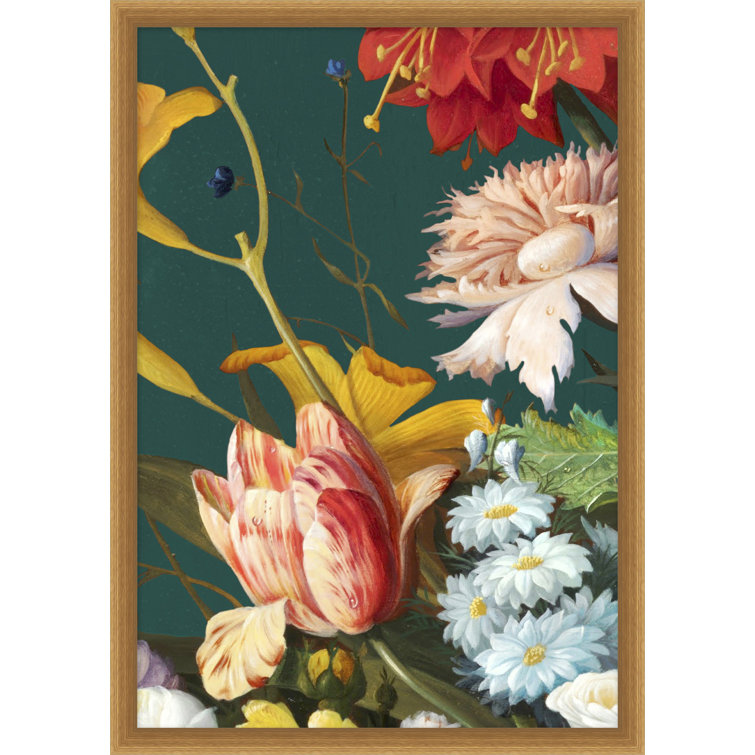 Baroque Bouquet Landscape Glass Print