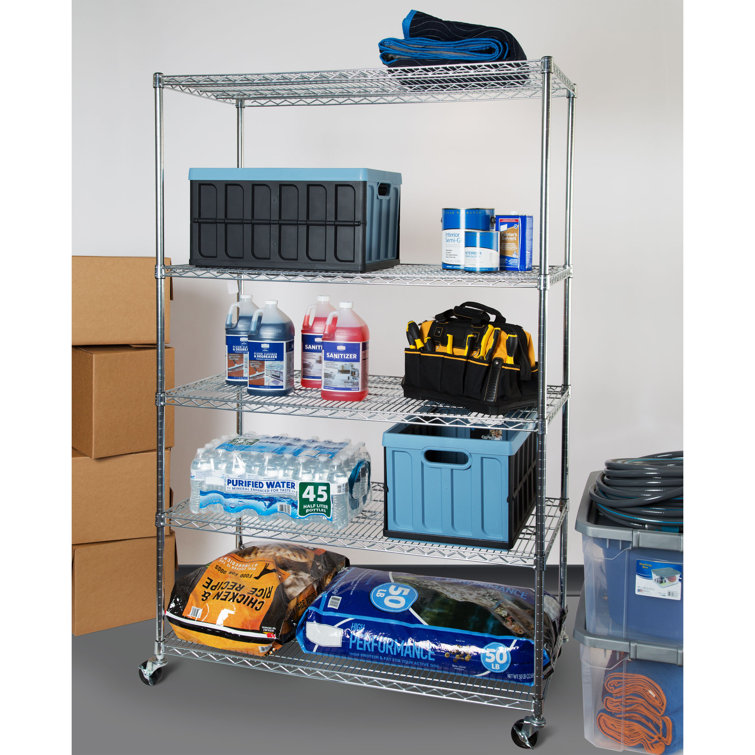UltraDurable 5-Tier Chrome Steel Wire Shelving, 48" x 24" x 72"