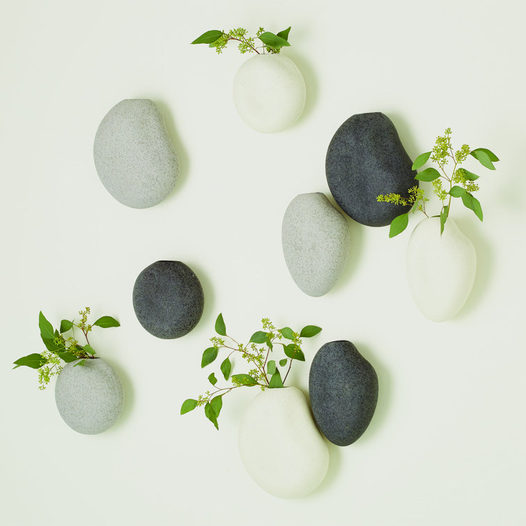 Gray Ceramic Pebble Wall Vase Set of 3