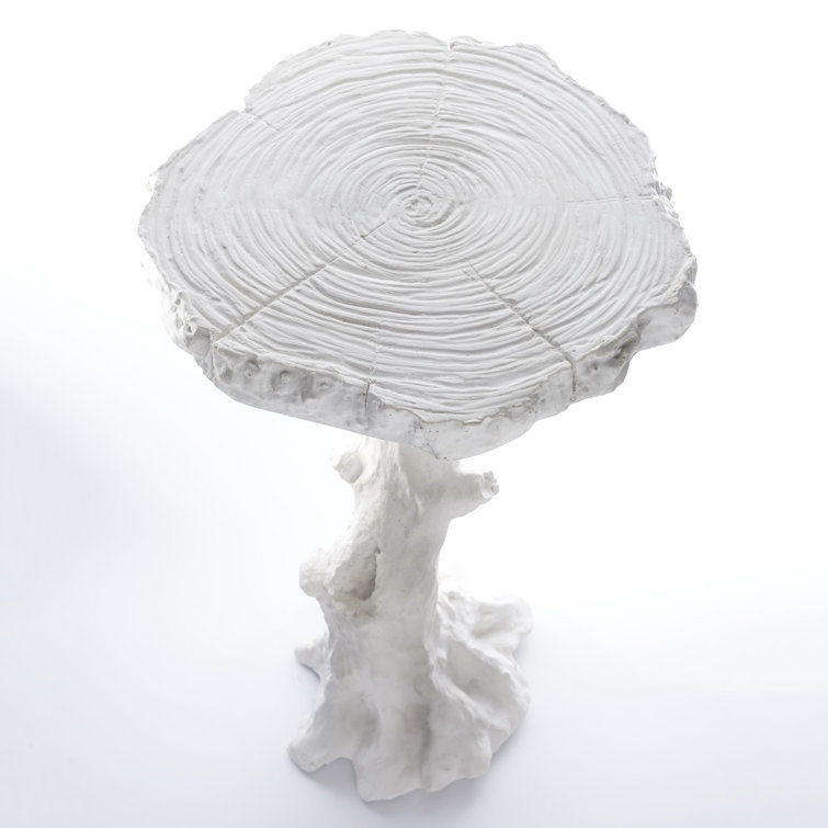 Twisted Juniper Inspired Round Faux Bois Side Table in Flat White