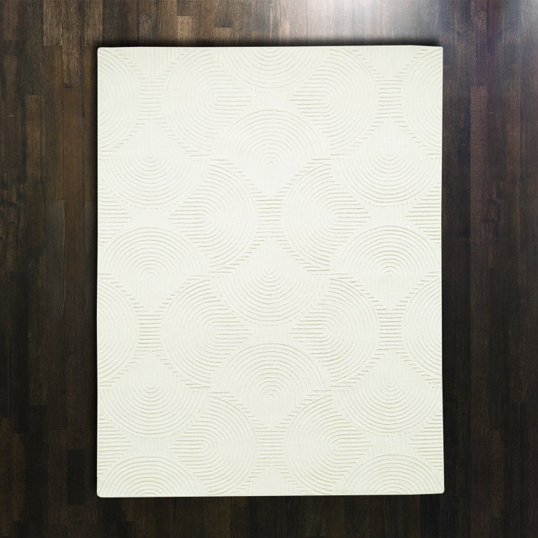Ivory Hand-Tufted Wool 6' x 9' Rectangular Rug